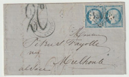 292p - Double Port Coté Français - QUILLAN Aude - 06 Septembre 1871 Pour MULHOUSE - Taxe Allemande Tampon 20 - - Guerre De 1870