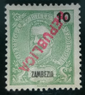 ZAMBÉZIA - D.CARLOS I COM SOBRECARGA "REPÚBLICA" INVERTIDA - Zambèze