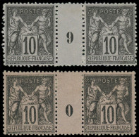 * FRANCE - Poste - 103, 2 Paires Millésime "9" Et "0": 1c. Noir Sur Lilas - 1898-1900 Sage (Tipo III)