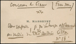 LET FRANCE - Autographes - Jules Massenet (compositeur 1842/1912), Carte De Visite "Concours De France" Recommandation P - Other