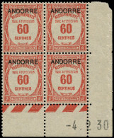 ** ANDORRE - Taxe - 11, Bloc De 4, Cd 4/2/30: 60c. Rouge - Other & Unclassified