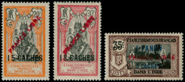 ** INDE FRANCAISE - Poste - 128/129 + 130a, 128 Et 130a Signés Brun: France Libre - Unused Stamps