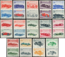 ** MONACO - Poste - 708/21 + PA91, 15 Paires D'essais De Couleurs Différents, Complet: Autos Anciennes - Otros & Sin Clasificación