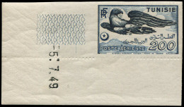 ** TUNISIE - Poste Aérienne - 13, Non Dentelé, Cd. 5/7/49, Dentelure Partielle Sur Un Coté: 200f. Aigle - Other & Unclassified