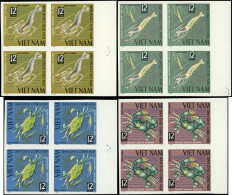 ** VIETNAM DU NORD - Poste - 442/47, 6 Blocs De 4, Non Dentelés, Bdf: Crustacés - Vietnam