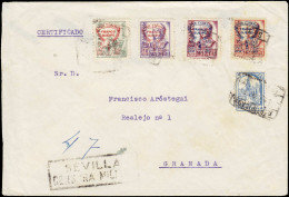 LET ESPAGNE - Locaux - Sevilla Ed. 60 + 62/4, Sur Enveloppe Recommandée Censurée 4/12/36 - Otros & Sin Clasificación