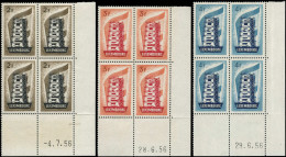 ** LUXEMBOURG - Poste - 514/16, 3 Blocs De 4, Cd. 1956 (pli Sur La Dentelure Des Cd) - Sonstige & Ohne Zuordnung