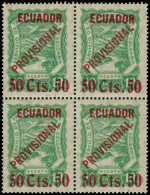 ** EQUATEUR - Poste Aérienne - 1, Bloc De 4, "50cts/ 10" Vert (tirage 100), Infimes Adhérences D'origine Sur La Gomme -  - Ecuador