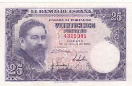 CRBS0903 BILLETE ESPAÑA 25 PESETAS 1954 SIN SERIE MBC - 25 Pesetas