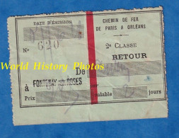 Billet Ancien De Train Valable 2 Jours - 1926 - Chemin De Fer De PARIS à ORLEANS - De ???? à FONTENAY Aux ROSES - Gare - Europa