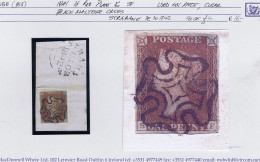 Great Britain 1841 Imperf 1d Red Plate 16 SF Four Margins, Black MX On Piece DE 30 1842 - Gebruikt