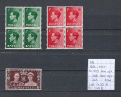 (TJ) GB 1936-'37 - YT 205 (bloc Of 4) + 206 (bloc Of 4) + 223 (postfris/neuf/MNH) - Neufs