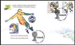 KK-290 NORTHERN CYPRUS 2014 FIFA WORLD CUP F.D.C. - Lettres & Documents