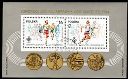 POLAND 1984 Olympic Games Block Used.  Michel Block 94 - Blocks & Sheetlets & Panes