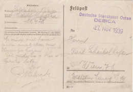1939 - OCCUPATION ALLEMANDE En POLOGNE / DEBICA ! - CP FELDPOST De DEBICA => WIEN - Gouvernement Général