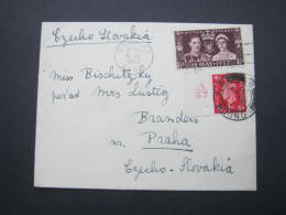 1937 , Brief Mit Randstück  " A/37 " , Brief Nach Prag - Brieven En Documenten