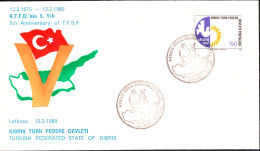 KK-029B NORTHERN CYPRUS 5th ANNIVERSARY F.D.C. - Cartas & Documentos