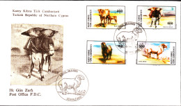 KK-060 NORTHERN CYPRUS DOMESTIC ANIMALS F.D.C. - Cartas & Documentos