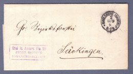DR Brief -  Frei L. Avers. No. 16 - Grossh. Badisches Domanendirek  - Karlsruhe 12/9/91 --> Sackingen (2CTX-244) - Dienstzegels