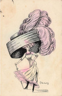 Illustrateur Illustration Mouton Art Nouveau Femme Elegante Au Grand Chapeau Art Deco - Naillod