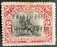 Guatemala 1916 Statue Barrios Double Surcharge Overprint Yvert 159b * MH - Erreurs Sur Timbres