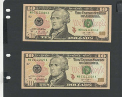 USA - SUITE 2  Billets 10 Dollar 2013 NEUF/UNC P.540 § MB 028-029 - Federal Reserve (1928-...)