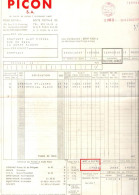 Facture Picon S.A. Levallois-Perret En 1968 - Format : 30x26 Cm - Fatture