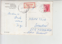 Hungarian Postcard Budapest Sent 1955 To Sombor Yugoslavia With Label INCONNU Nepoznat - Covers & Documents