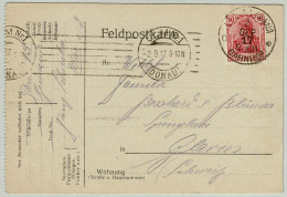 Deutsches Reich 1917, Feldpostkarte Ulm - Glarus (Schweiz), Germania - Feldpost (franchise)