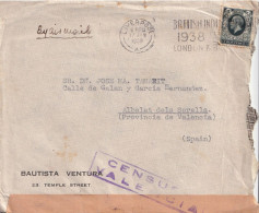 LETTER  1938  LIVER`POOL  CENSURA  VALENCIA  ESPAÑA - Briefe U. Dokumente