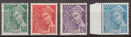 France - YT 411, 412, 413 Et 414B (1938-41) Type Mercure Neuf ** - 1938-42 Mercure