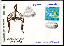 EGYPT 1993 FDC Michel 1775, 800 Years Saladin Jerusalem Dome Of The Rock Palestine (SP1) - Cartas & Documentos