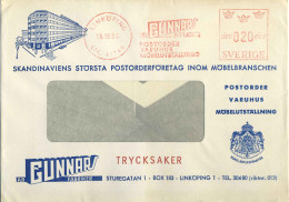 956  Gunnars Möbel: Furniture Meter Stamp From Linköping, 1963 - Ema Suède, Enveloppe à En-tête Meuble - Andere & Zonder Classificatie