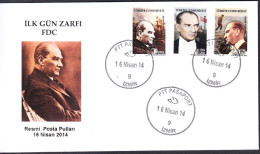 R-114 TURKIYE 2014 OFFICIAL ATATURK POSTAGE STAMPS F.D.C. - Cartas & Documentos