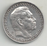 ALLEMAGNE - Médaille 80 Ans HINDENBURG - 1927- Argent - TTB/SUP - Medaglie