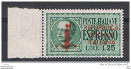 R.S.I. VARIETA':  1944  EX. SOPRASTAMPATO  -   £. 1,25  VERDE  N. -  C  DI  REPUBBLICA  COME  €.  -  C.E.I. 6 VR - Express Mail
