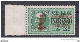 R.S.I. VARIETA':  1944  EX. SOPRASTAMPATO  -   £. 1,25  VERDE  N. -  C  DI  REPUBBLICA  COME  €.  -  C.E.I. 6 VR - Eilsendung (Eilpost)