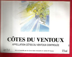 Etiquette De Vin Côtes Du Ventoux 12 % Vol. - Lot De 4 Documents - Caves Saint Arnould Saint Omer - Côtes Du Ventoux
