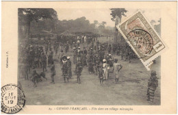 Congo Français - Brazzaville-Plaines - Fête Dans Un Village Missangha - 1c Moyen Congo RF - Carte Pour La France - 1919 - Covers & Documents