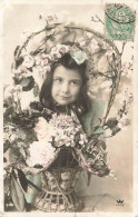 ENFANTS - Portraits - Petite Fille Entourée De Fleurs - Carte Postale Ancienne - Ritratti