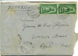 ESPRESSO RSI 1,25 Lire Monumenti Distrutti Coppia Su Busta Con Contenuto Montebelluna-Asolo Torricella Browning Dic 1944 - Express Mail