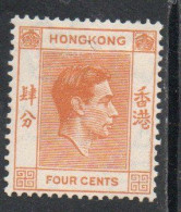 HONG KONG 1938 1948 KING GEORGE VI 4c MNH - Nuovi