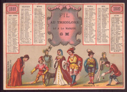 Calendrier Publicitaire " Fil GM " Année 1881 - Kleinformat : ...-1900