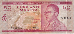 BILLETE DE EL CONGO DE 50 MAKUTA DEL AÑO 1968 (BANKNOTE) - Democratische Republiek Congo & Zaire