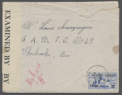 Cover St. Pierre Et Miquelon: 1943, 90c Blau Mit Aufdruck "1,50 Fr. FRANCE LIBRE F.N.F - Sonstige & Ohne Zuordnung