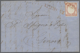 Cover Italy: 1861, Brief Aus Neapel Nach Genua Mit 5 Grana Rot (etwas Berührt), Mit Se - Marcofilie