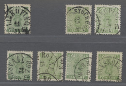 O Sweden: 1858, 5 Oere, 10 Choice Copies Showing Many Different Colour Shades Incl - Used Stamps