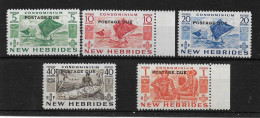 NEW HEBRIDES 1953 POSTAGE DUE SET SG D11/D15 UNMOUNTED MINT/VERY LIGHTLY MOUNTED MINT Cat £30 - Usados
