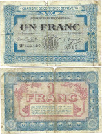 France - BILLET - Chambre De Commerce De NEVERS - UN FRANC - 1917 - JP.090.14 - 15-178 - Bons & Nécessité