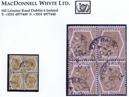 Ireland Galway 1872 Q Victoria 6d Chestnut Block Of Four Cancelled Single-ring LETTERFRACK OC 11 72 Cds - Prephilately